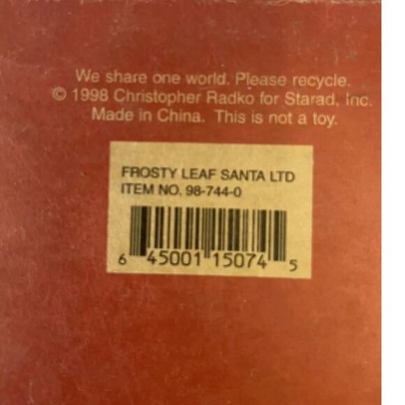 Christopher Radko Vintage Woodland Winds Frosty Leaf Santa 13.75” Tall Resin - Picture 6 of 7